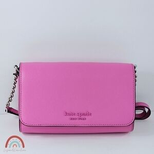 Kate Spade Cameron Monotone Barbie Pink Small Flap Leather Crossbody Bag